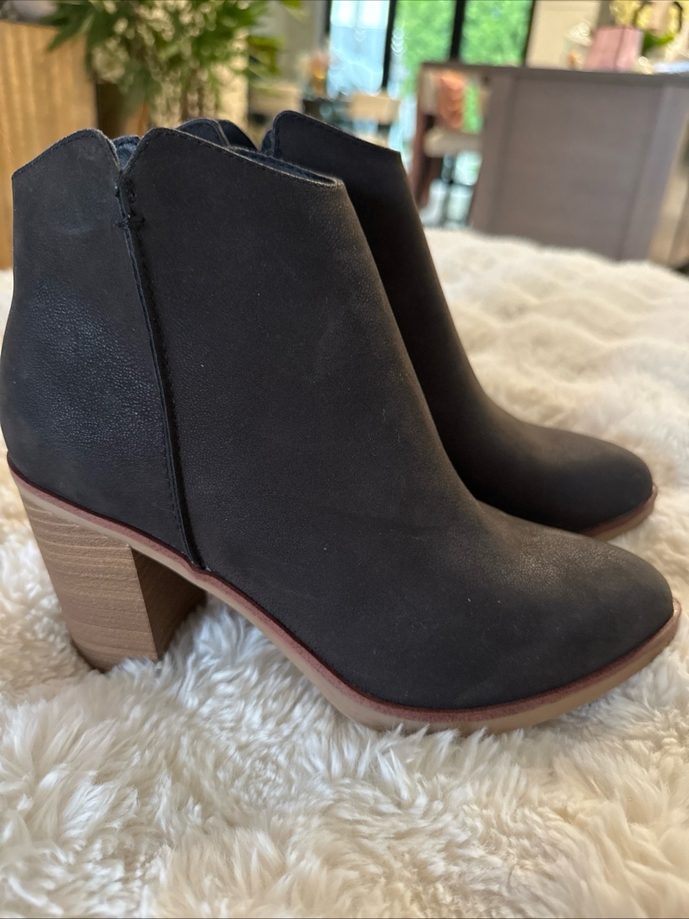 MIA Black Nubuck Ankle Booties with Block Heel